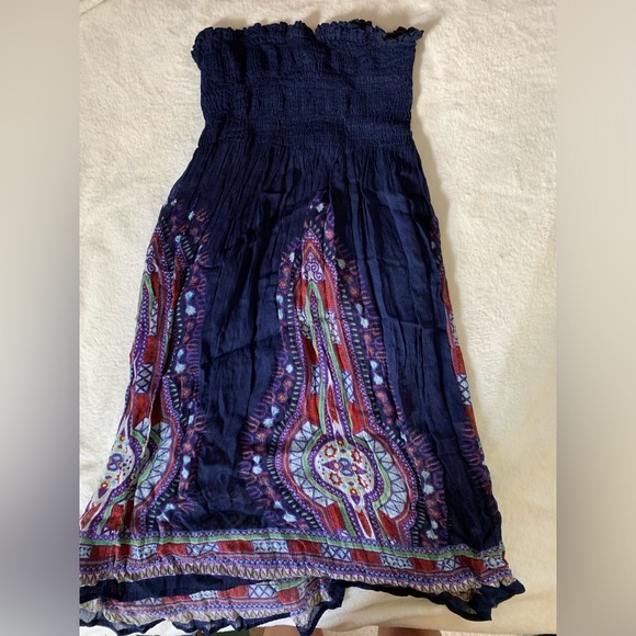 Blue strapless dress - Picture 3 of 5